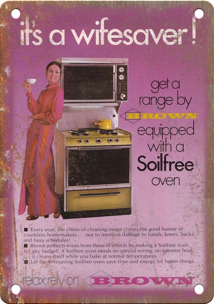 Brown Oven Range Vintage Ad Metal Sign