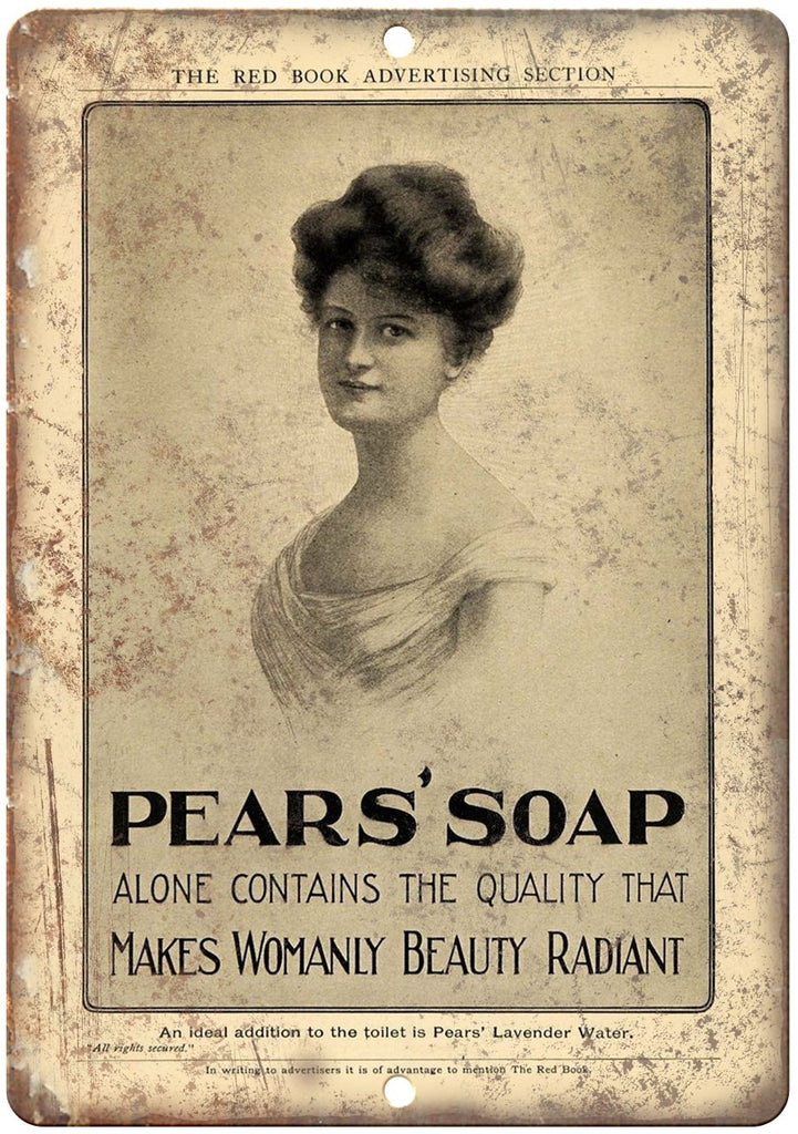 Pears Toilet Lavender Water Soap Metal Sign