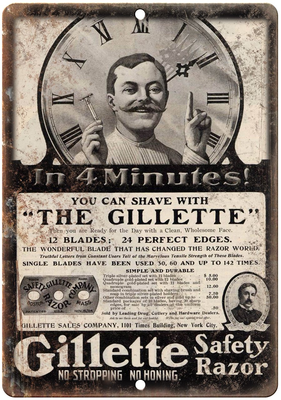 Gillette Safety Razor Metal Sign | Rusty Walls – Rusty Walls Sign Shop