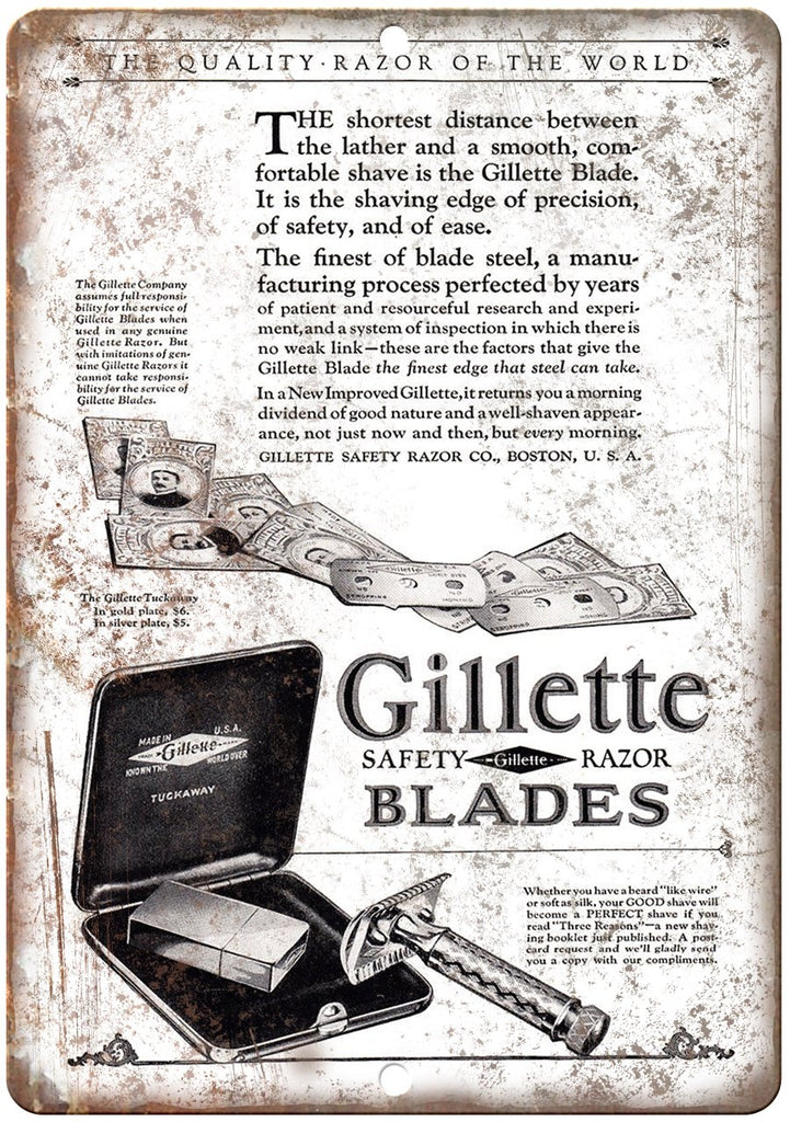 Gillette Safety Razor Blades Metal Sign