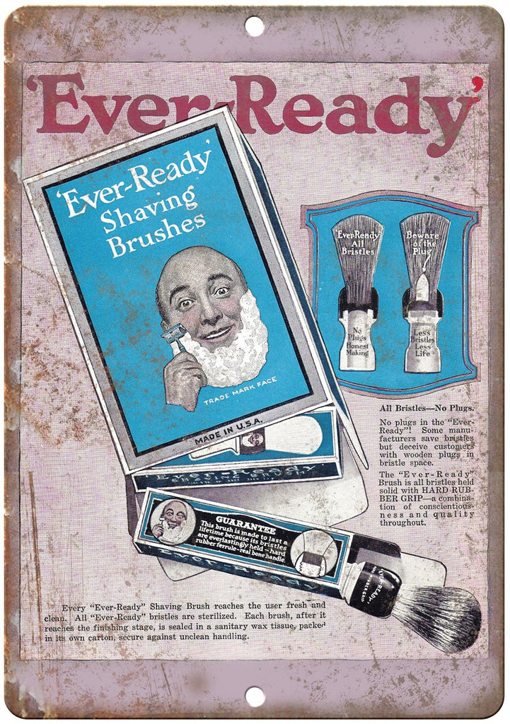 Ever Ready Shaving Brushes Ad Metal Sign