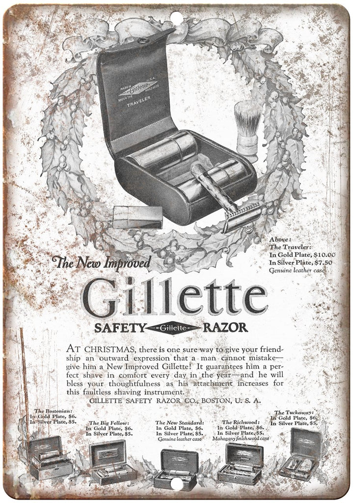 Gillette Safety Razor Vintage Ad Metal Sign