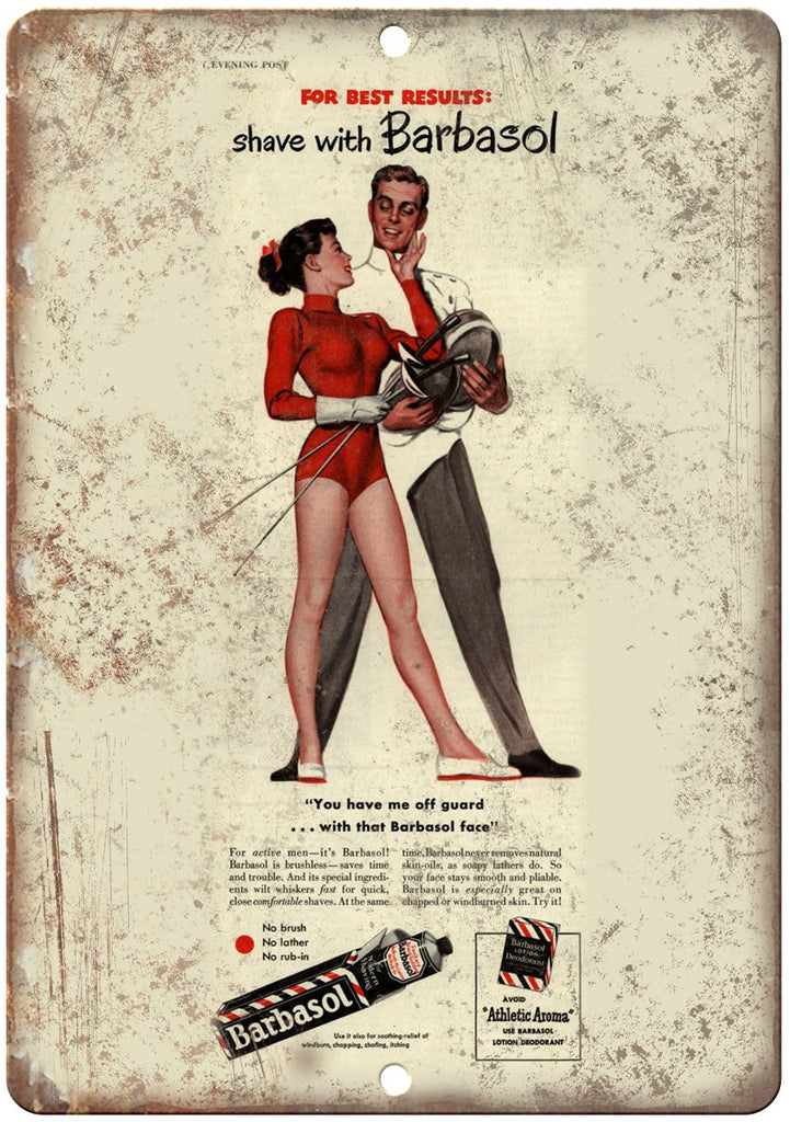 Barbasol Shaving Cream Vintage Golf Ad Metal Sign