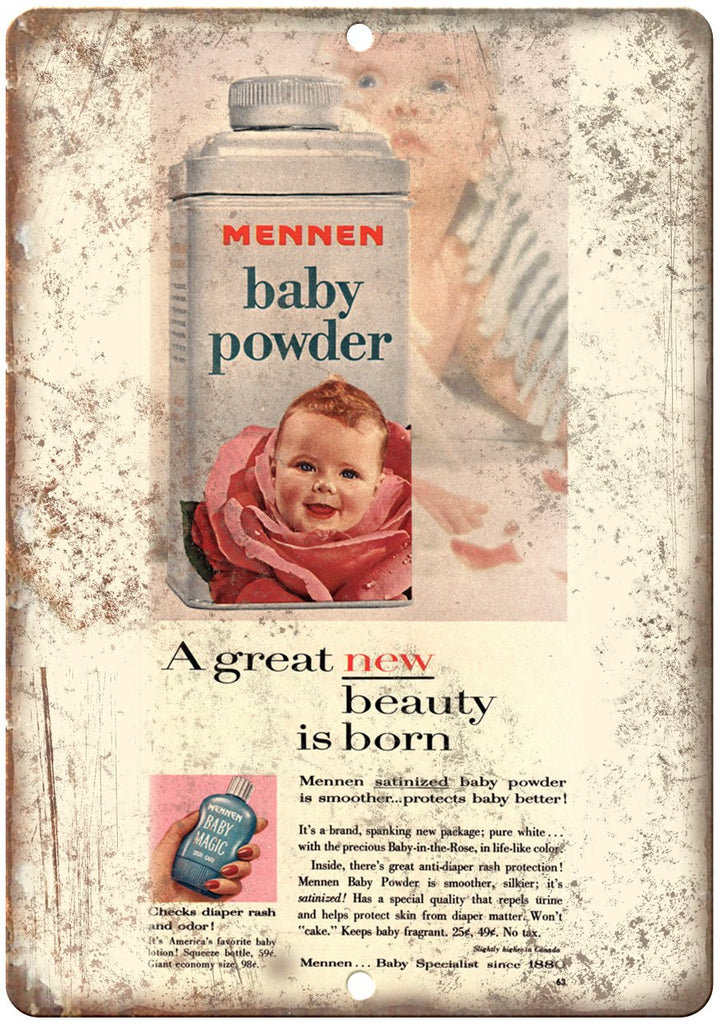 Mennen Baby Powder Ad Metal Sign