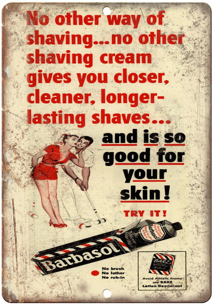 Barbasol Shaving Cream Ad Metal Sign