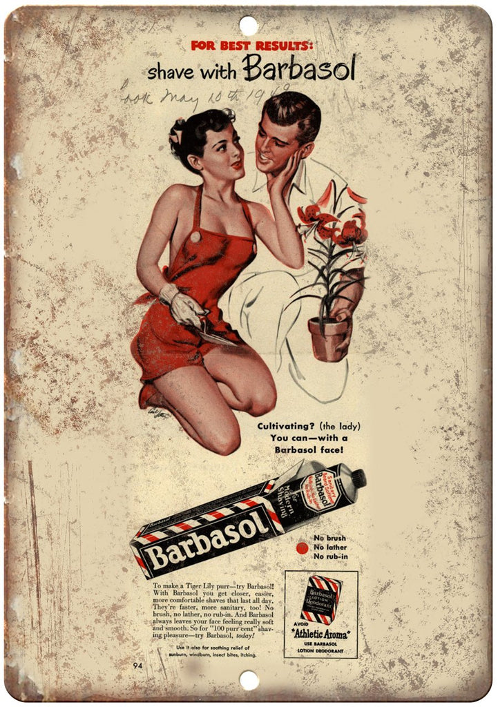 1949 Barbasol Shaving Cream Metal Sign