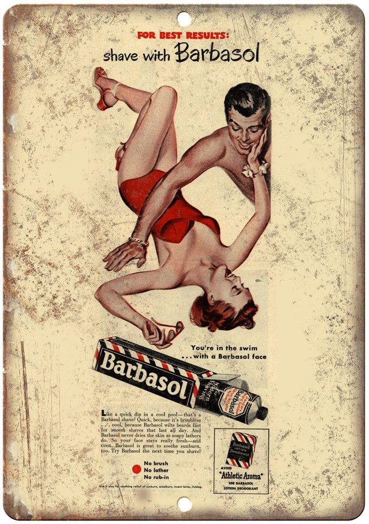 Barbasol Vintage Shaving Cream Ad Metal Sign