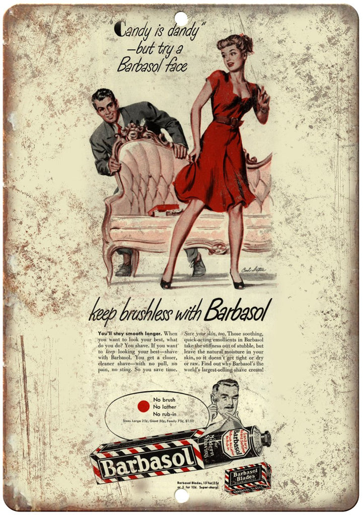 Barbasol Shaving Cream Vintage Ad Metal Sign