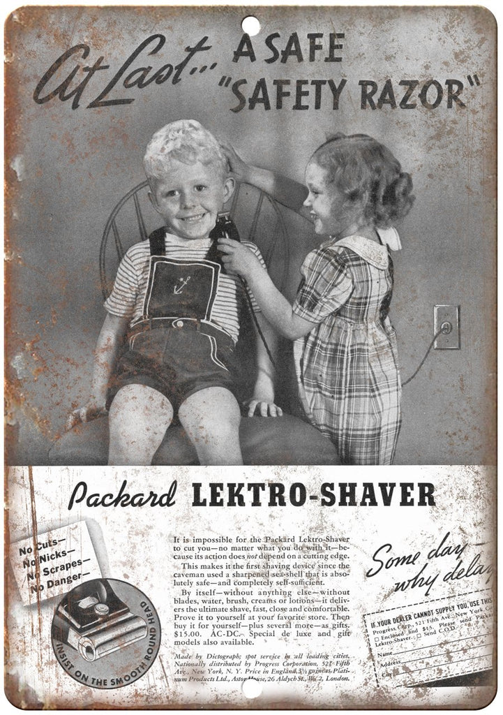 Packard Lektro Shaver Metal Sign