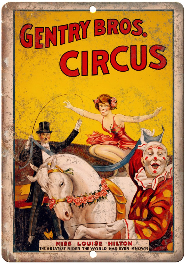 Gentry Bros. Circus Louise Hilton Metal Sign