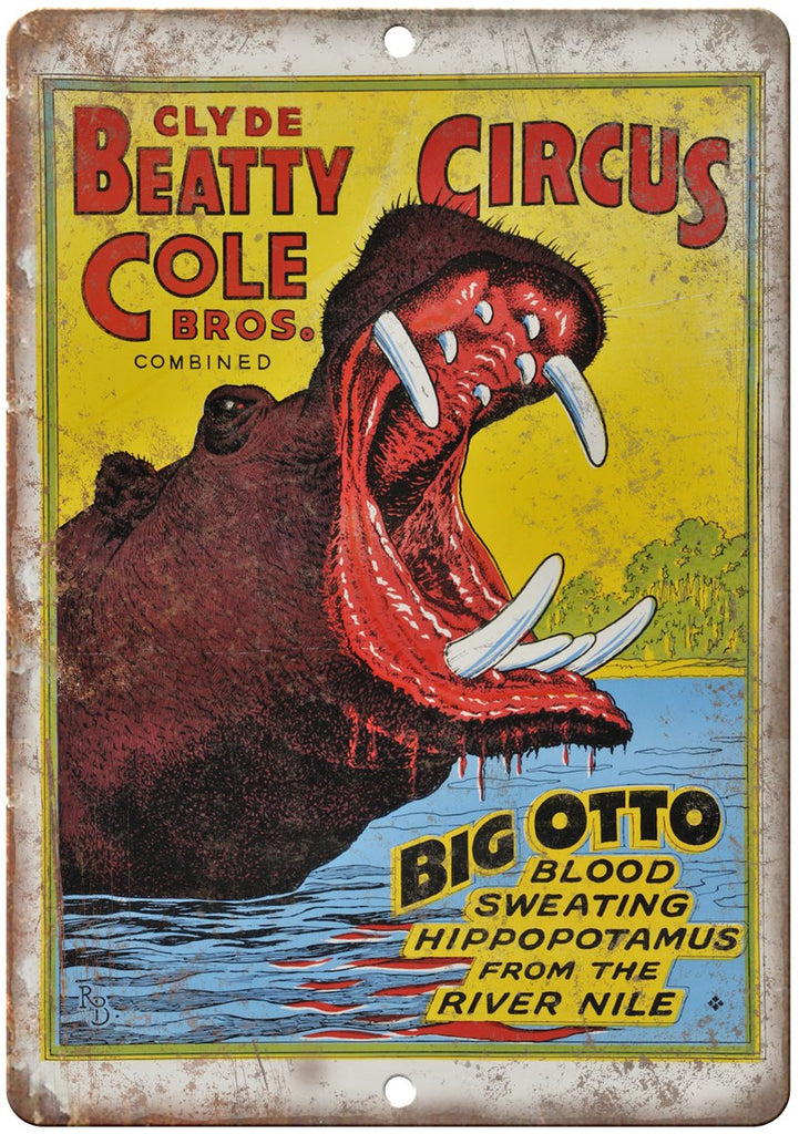 Clyde Beatty Cole Bros Circus Big Otto Metal Sign