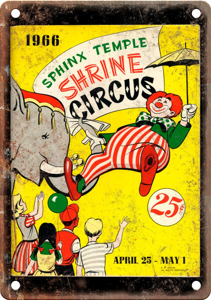 1966 Shrine Circus Sphinx Temple Poster Metal Sign