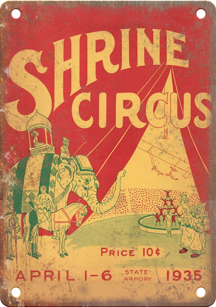 1935 Shrine Circus Vintage Retro Poster Metal Sign