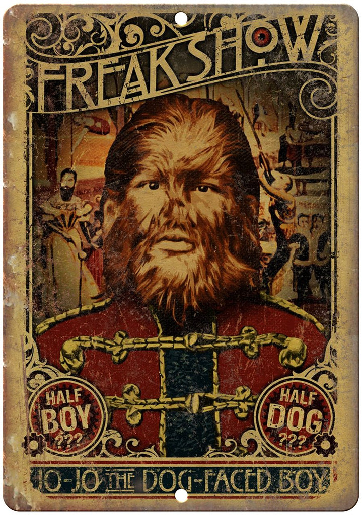 Freak Show Dog Face Boy Circus Poster Metal Sign