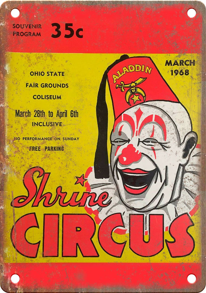 1968 Shrine Circus Ohio Poster Metal Sign
