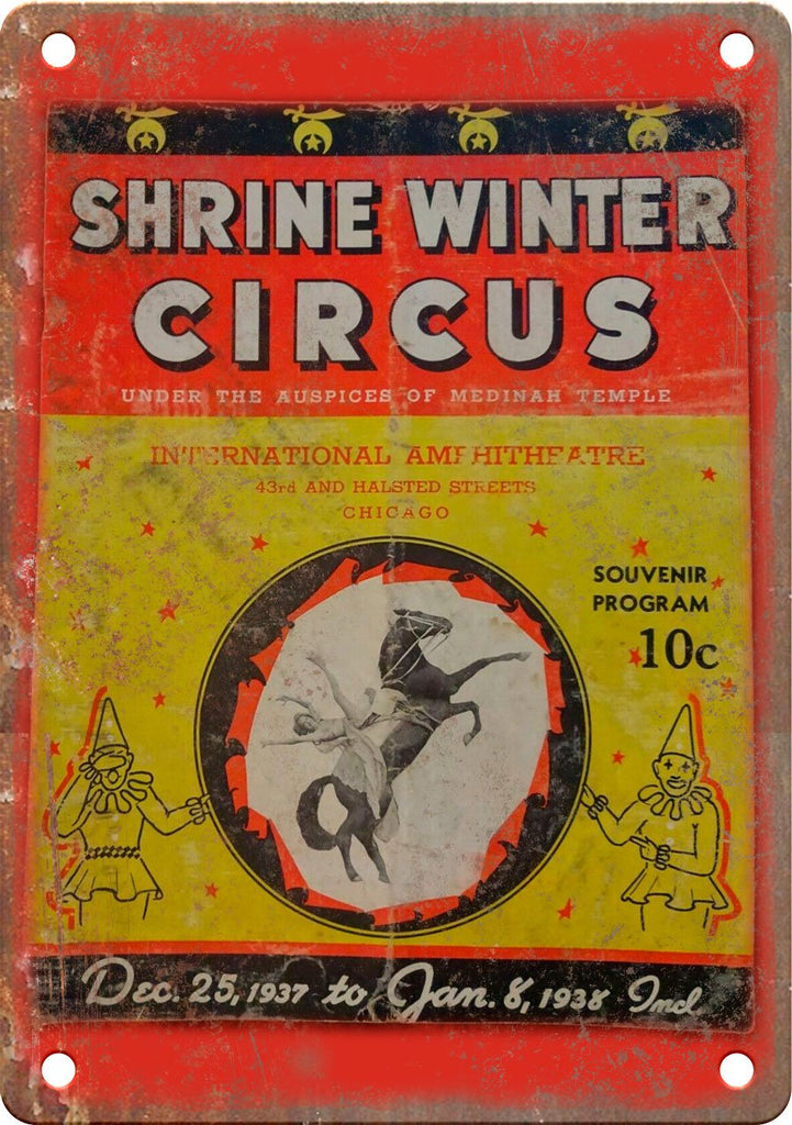 1938 Shrine Winter Circus Program Cover Metal Sign