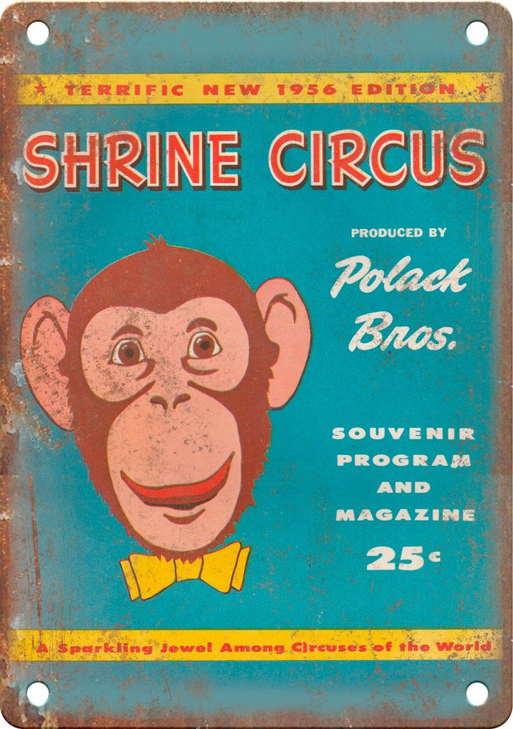 1956 Shrine Circus Polack Bros Circus Metal Sign