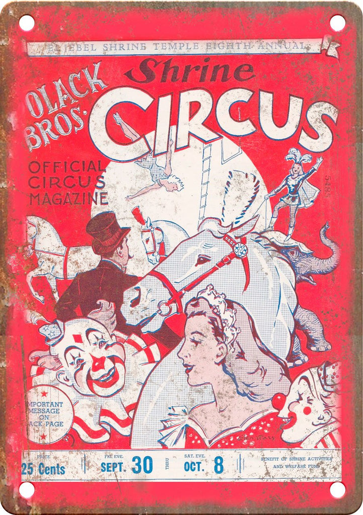 Polack Bros Shine Circus Vintage Program Metal Sign