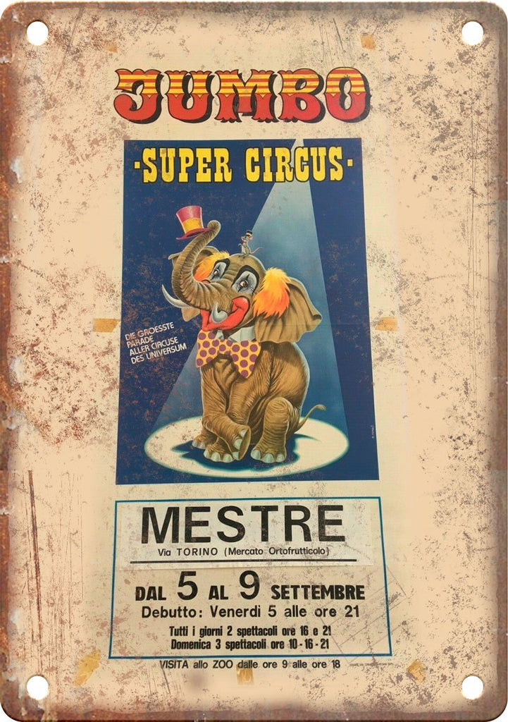 Jumbo Super Circus Poster Metal Sign