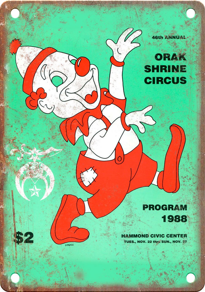 1988 Orak Shrine Circus Poster Metal Sign