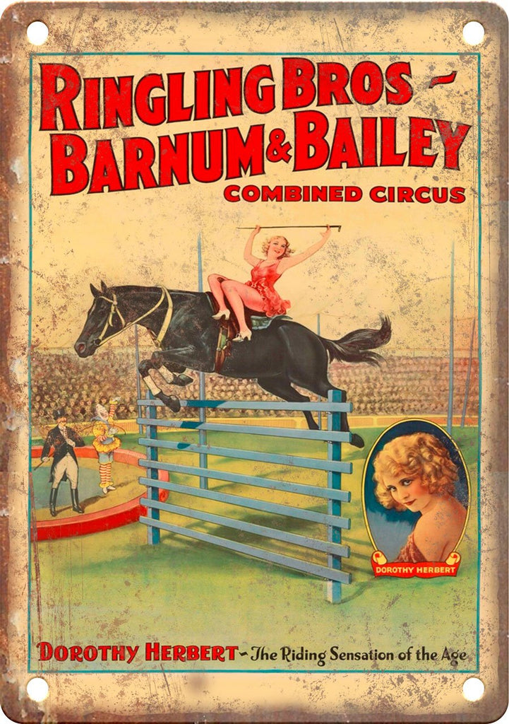 Ringling Barnum Bailey Dorothy Herbert Metal Sign