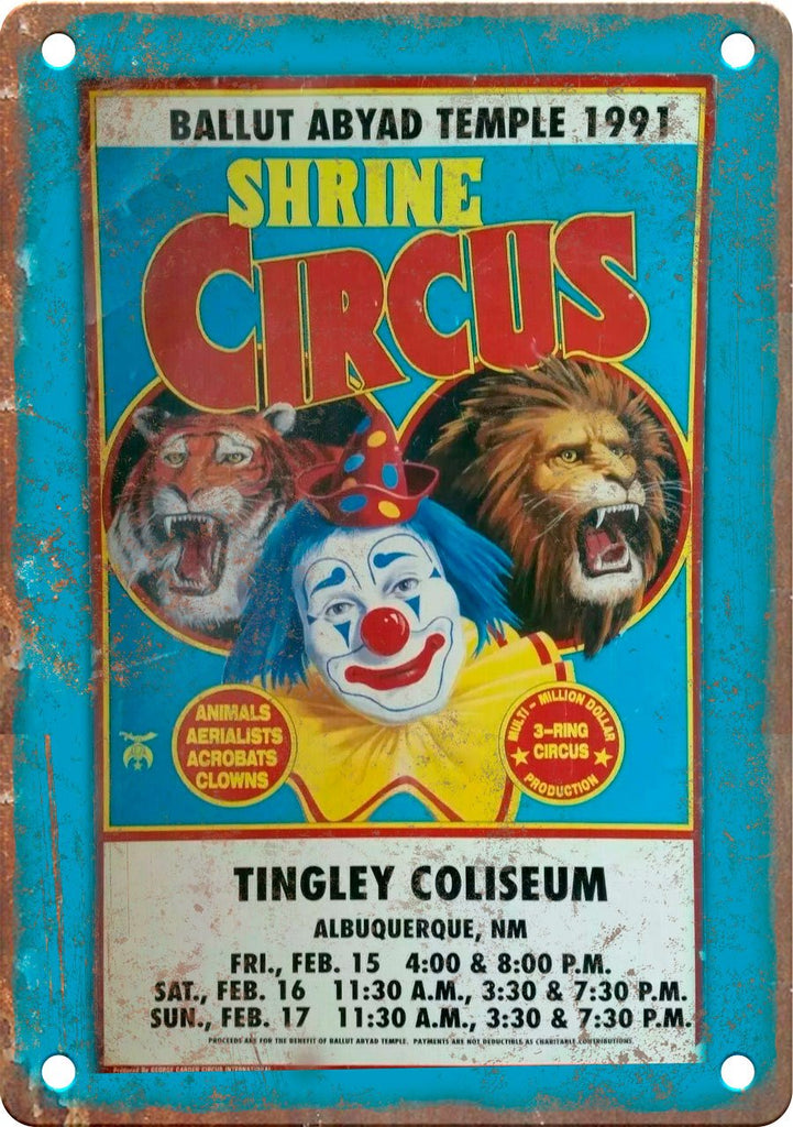 Shrine Circus Tingley Coliseum Poster Metal Sign