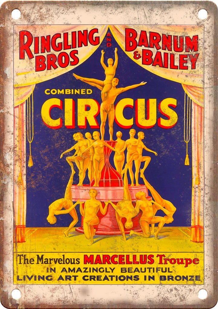 Marcellus Troupe Ringling Bros Circus  Metal Sign