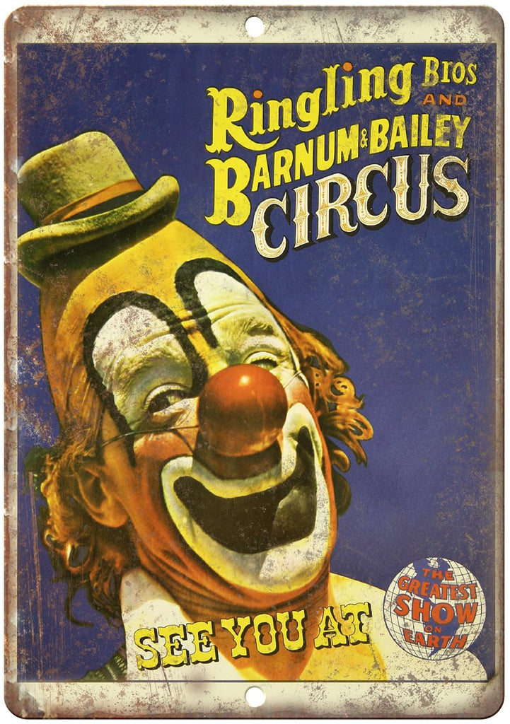 Ringling Bros Clown Circus Vintage Poster Metal Sign