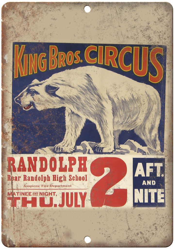 King Bros Circus Randolph High School Metal Sign