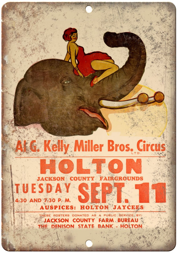 AI G. Kelly Miller Bros Circus Poster Metal Sign