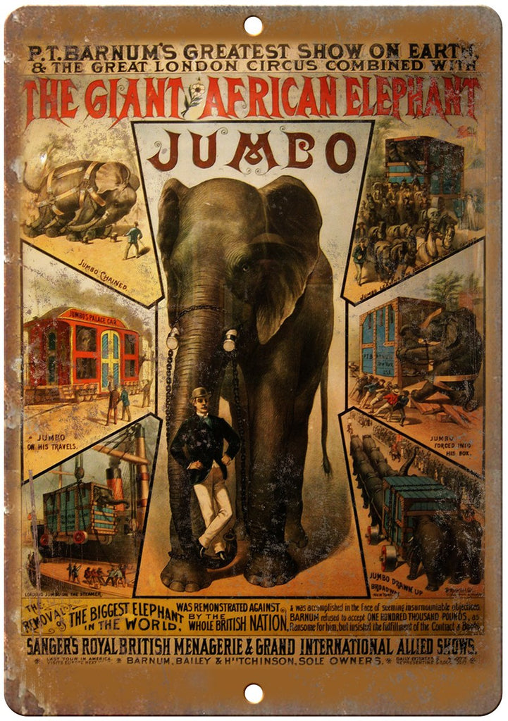 The Giant African Elephant Circus Poster Metal Sign