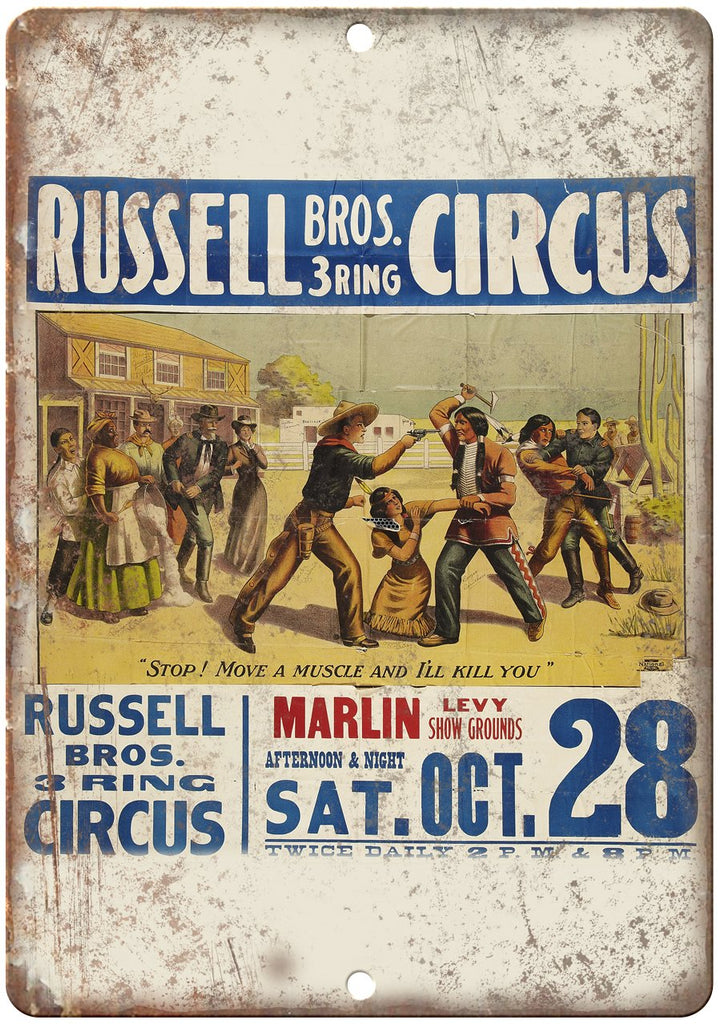 Russell Bros 3 Ring Circus Poster Metal Sign