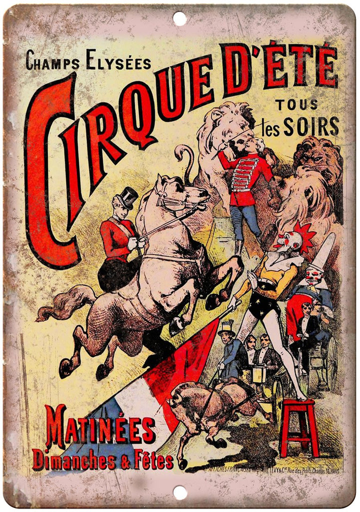 Champs Elysees Cirque D'Ete Circus Metal Sign