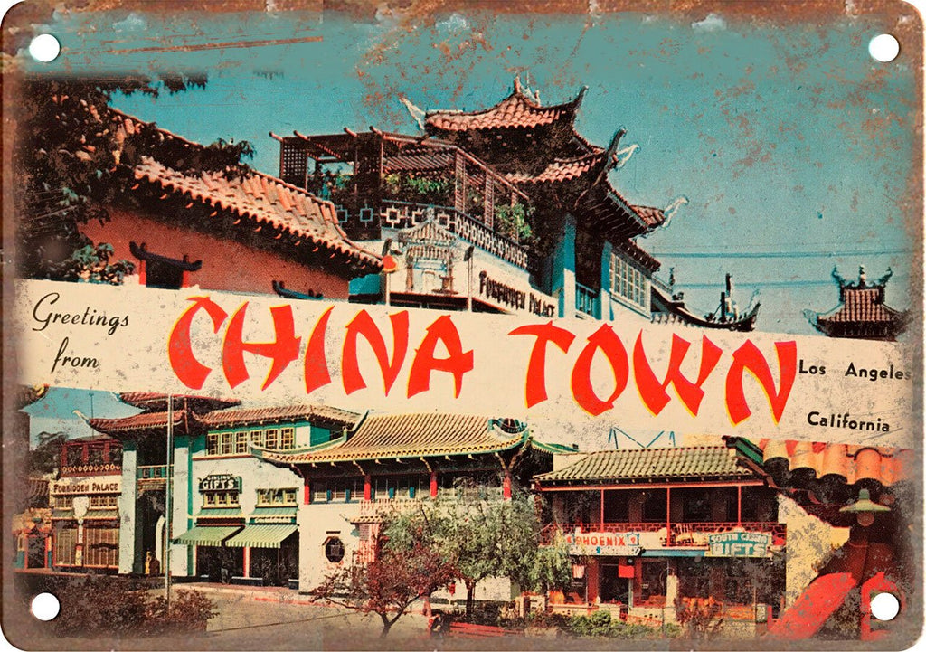 China Town Los Angeles Greetings From Metal Sign