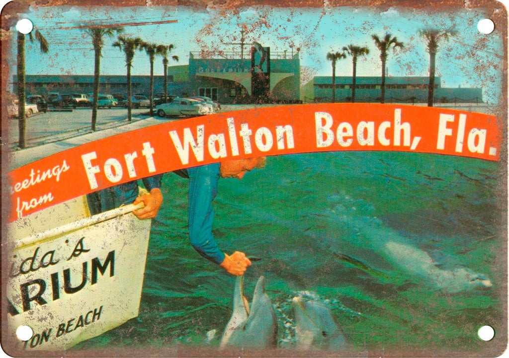 Fort Walton Florida Greetings From Metal Sign