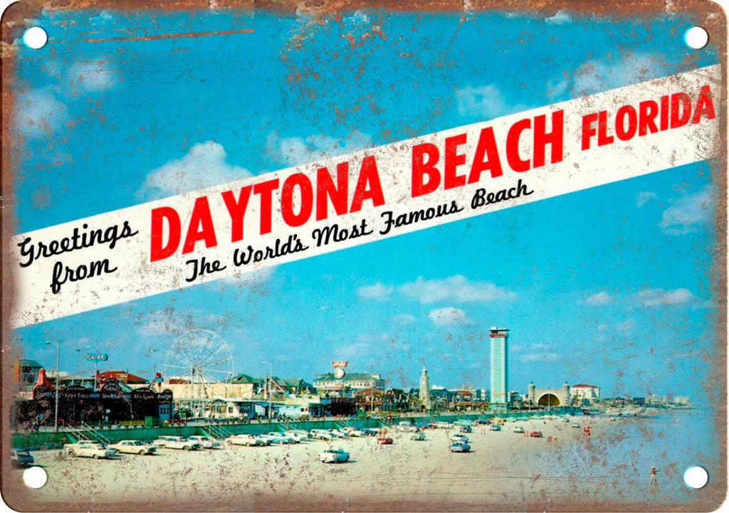 Daytona Beach Florida Greetings From Metal Sign