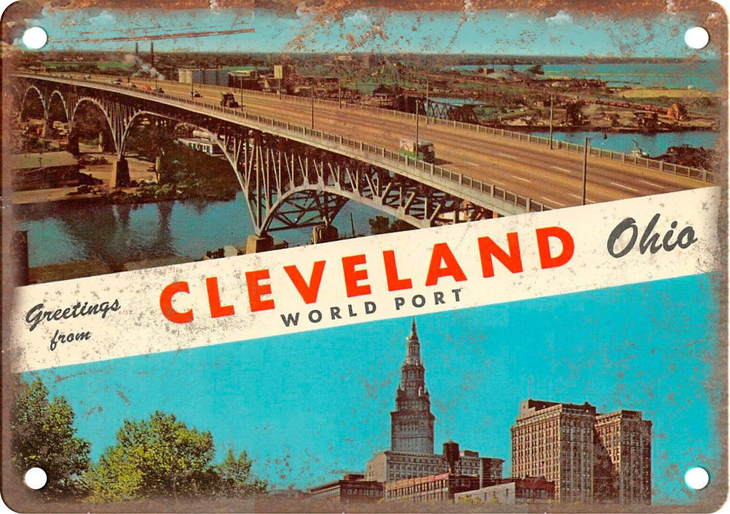 Cleveland Ohio Greetings From Metal Sign