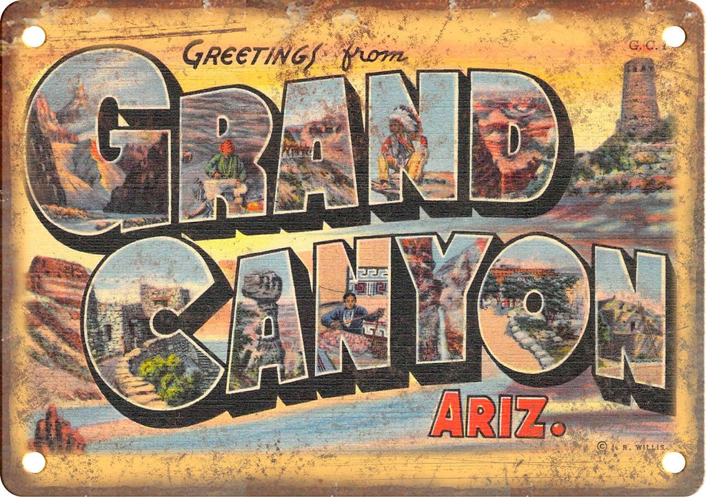 Grand Canyon Arizona Greetings From Metal Sign