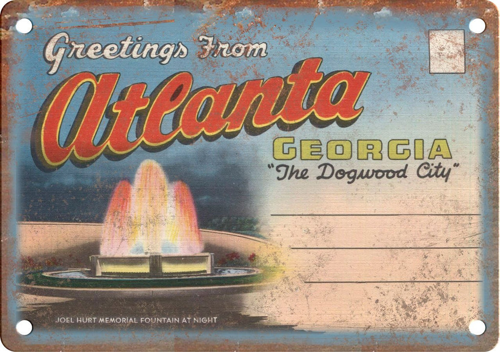 Atlanta Georgia Greetings From Metal Sign