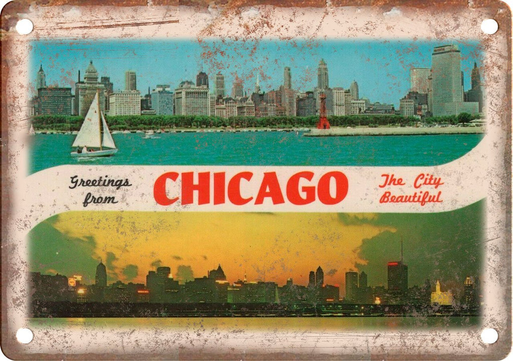 Chicago Greetings From Metal Sign