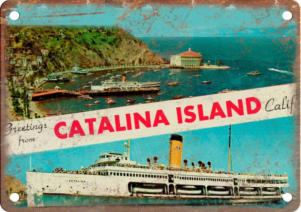 Catalina Island Greetings From Metal Sign