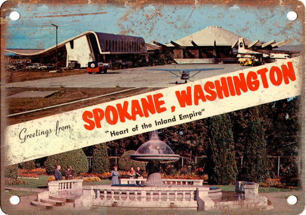 Spokane Washington Greetings From Metal Sign