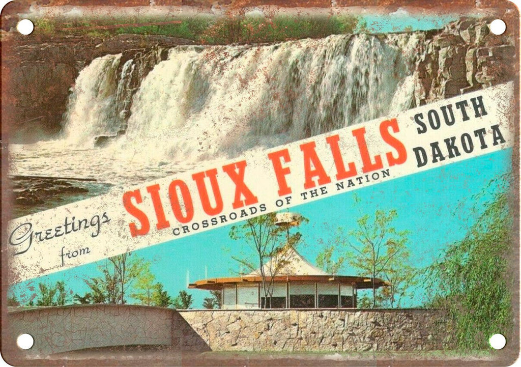 Sioux Falls South Dakota Greetings From Metal Sign