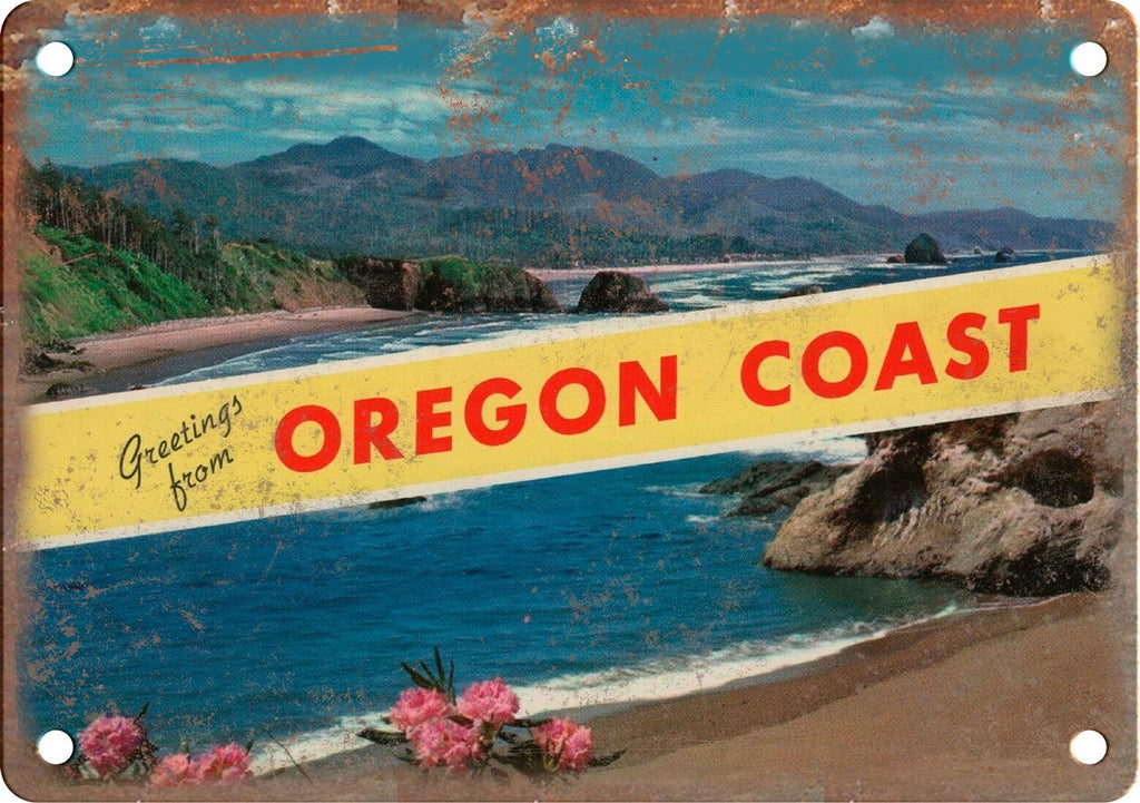 Oregon Coast Greetings From Metal Sign