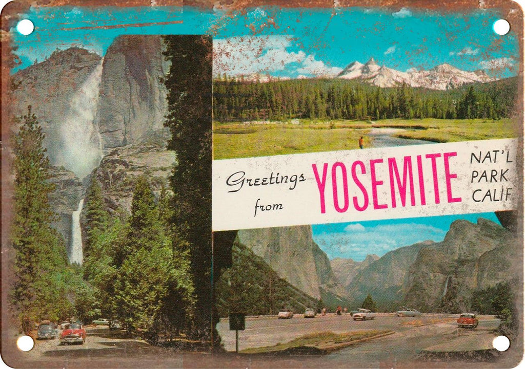 Yosemite National Park Greetings From Metal Sign