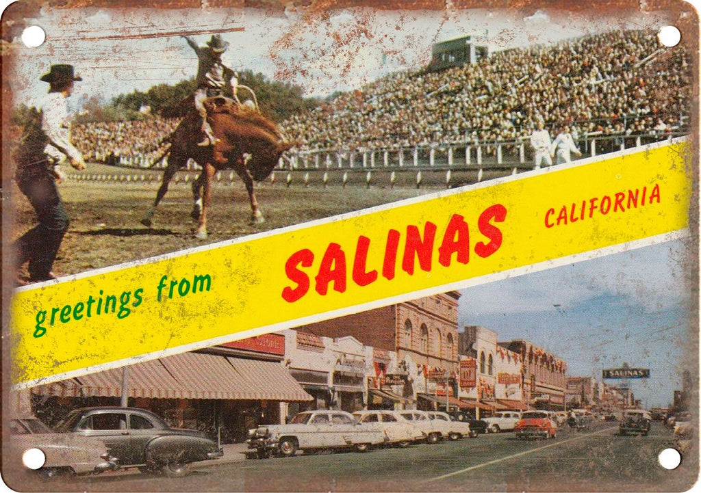 Salinas California Greetings From Metal Sign