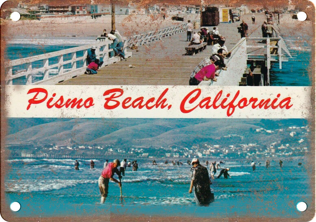 Pismo Beach California Greetings From Metal Sign