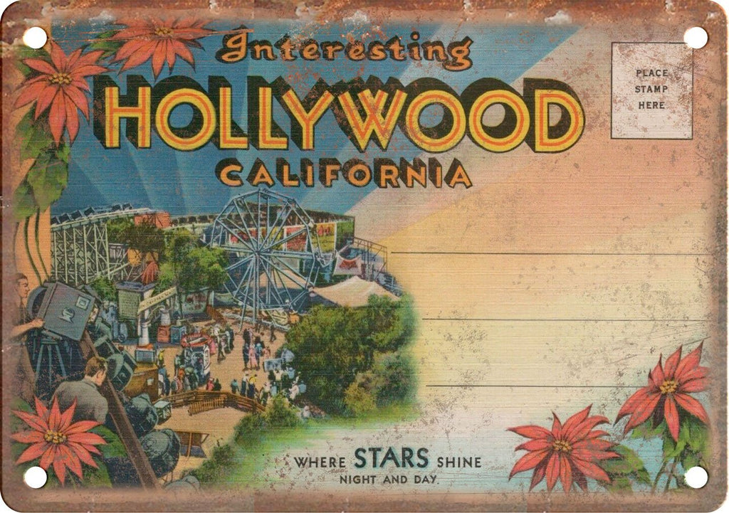 Holywood California Greetings From Metal Sign