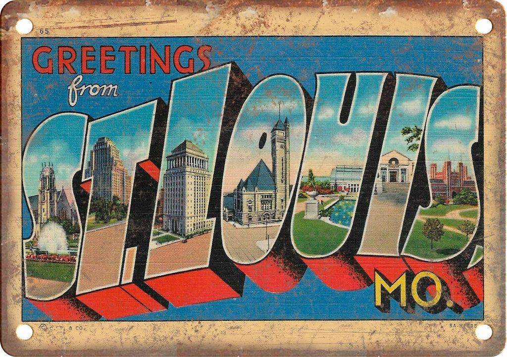 St. Louis Mo Greetings From Metal Sign
