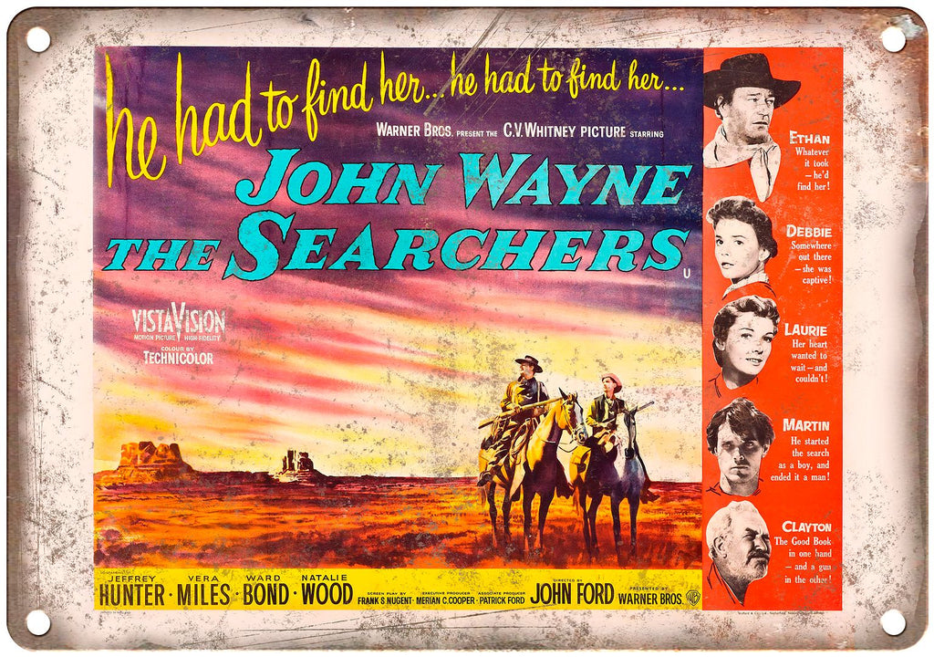 John Wayne The Searchers Lobby Card Metal Sign